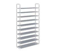 SONGMICS Zapatero de 10 Niveles, con Capacidad para 50 Pares de Zapatos | Organizador de Zapatos, Acero, 94 x 28 x 175 cm, para Salón, Guardarropa y Vestíbulo, Gris, Colección RYLAN LSR10G