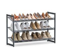 SONGMICS Zapatero de 3 Niveles apilable de Metal, Soporte Plano y Ajustable, Estante Organizador de Zapatos para Armario, Dormitorio y Entrada