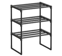 SONGMICS Zapatero de 3 Niveles, Zapatero de Metal, Organizador de Zapatos, para 3-6 Pares de Zapatos, Apilable, Pasillo, 30 x 42,5 x 54,5 cm, Negro