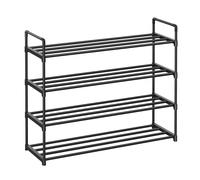 SONGMICS Zapatero de 4 Niveles, EstanterÍa de Zapatos, EstanterÍa de Metal, para 16 a 20 Pares de Zapatos, Estante Apilable, para Pasillo, SalÓn, Dormitorio, 30 x 92 x 74 cm, Negro Negro