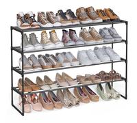 SONGMICS Zapatero de 4 Niveles, Zapatero de Metal, Organizador de Zapatos, para 20-24 Pares de Zapatos, Apilable, Pasillo, 30 x 117 x 75 cm, Negro LSA034B01