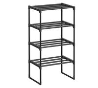 SONGMICS Zapatero de 4 Niveles, Zapatero de Metal, Organizador de Zapatos, para 4-8 Pares de Zapatos, Apilable, Pasillo, 30 x 42,5 x 71,5 cm, Negro Negro