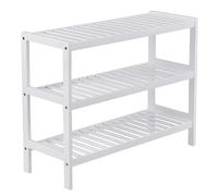 SONGMICS Zapatero de Bambú, Estantería para Zapatos, Organizador Múltifuncional de 3 Niveles, 70 x 26 x 55 cm, Color Blanco/Natural White