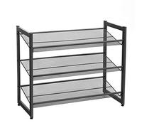 SONGMICS Zapatero de Metal, Organizador de Zapatos con 3 Niveles, Mueble para Zapatos, Ángulo de Baldas Ajustable, Apilable, Espacioso, 74 x 30,7 x 62,8 cm, Negro LMR03B
