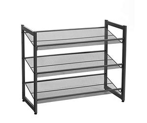 SONGMICS Zapatero de Metal, Organizador de Zapatos con 3 Niveles, Mueble para Zapatos, Ángulo de Baldas Ajustable, Apilable, Espacioso, 74 x 30,7 x 62,8 cm, Negro LMR03B