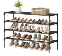 SONGMICS Zapatero, Entrada, 4 Niveles, Metal, Entrada, Negro Tinta | Estantería de Zapatos, Almacenamiento de Calzado, Estantes de Tela No Tejida, Negro Tinta, Colección RYLAN LSH034BH01