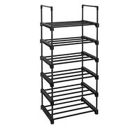 SONGMICS Zapatero, Entrada recibidor, 6 Niveles, Metal, Negro | Estantería de Zapatos, Estante Apilable, 45 x 30 x 106 cm, para Pasillo, Salón, Dormitorio, Negro, Colección DEKY LSA23BK