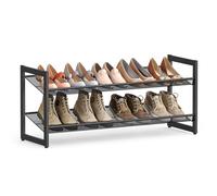 SONGMICS Zapatero, Estante apilable de 2 Niveles, Organizador de Zapatos Plano o angulado, Negro ULMR002B01