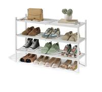 SONGMICS Zapatero, Estrecho, Bambú, 3 Niveles, Apilable, Blanco | Estantería para Entrada, Salón, Dormitorio, Garaje, Estrecho, 70 x 25 x 51,5 cm, Blanco, Colección BAMBOU LBS053WZ01