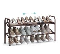 SONGMICS Zapatero, Extensible, 2 Niveles, Ajustable, Negro | Organizador de Zapatos, Fácil Montaje, para Pasillo, Armario, Puerta, Negro, Colección DAVIAN LMR029A01