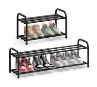 SONGMICS Zapatero Extensible, Organizador de Zapatos Ajustable, 2 Niveles | Zapatero para Armario, Entrada y Sala de Estar, Negro Tinta, Colección DAVIAN LMR026BD01
