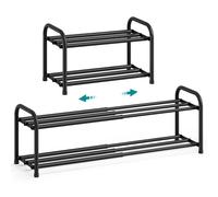 SONGMICS Zapatero Extensible, Organizador de Zapatos Ajustable, Resistente y Duradero, para Armario, Entrada y Sala de Estar, 2 Niveles, Negro Tinta