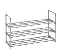 SONGMICS Zapatero, Metal, 3 Niveles, 15-18 Pares de Zapatos, Gris | Organizador de Zapatos, Apilable, Pasillo, 92 x 30 x 55 cm, Gris, Colección DEKY LSA303G01