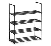 SONGMICS Zapatero, Metal, 4 Niveles, 10-15 Pares de Zapatos, Negro Tinta | Organizador de Zapatos, Apilable, Pasillo, 68 x 30 x 72 cm, Negro Tinta, Colección Deky LSA204B01