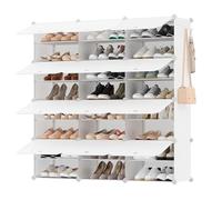 SONGMICS Zapatero, Modular, 48 Pares, 12 Compartimentos | Armario Multiusos, 124,4 x 31,2 x 124,6 cm, Plástico, Antipolvo, Entrada, Blanco Nube, Colección Damion LPC040W02