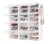 SONGMICS Zapatero, Modular, 48 Pares, 12 Compartimentos | Armario Multiusos, 124,4 x 31,2 x 124,6 cm, Plástico, Antipolvo, Entrada, Blanco, Colección Damion LPC040W01