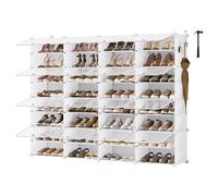 SONGMICS Zapatero, Modular, 64 Pares, 16 Compartimentos | Armario Multiusos, 164,5 x 31,5 x 125 cm, Plástico, Antipolvo, Entrada, Blanco Nube, Colección Damion LPC045WH01