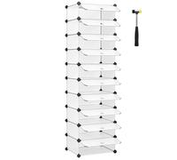 SONGMICS Zapatero Modular Cubos, EstanterÍa para Zapatos, Bricolaje, Armario Alambre Metálico de 10 Ranuras, Blanco Blanco