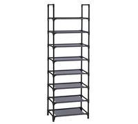 SONGMICS Zapatero, Organizador Zapatos, 8 Baldas, Zapatero Abierto Estrecho, 28 x 46 x 145 cm, Marco de Metal, Estantes de Tela no Tejida, para Pasillo, Dormitorio, Gris LSR024G02