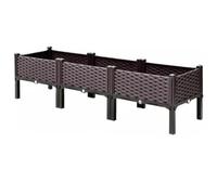 Sonhomay Cama elevada de jardín elevada con patas, caja de plástico PP de riego automático con bandeja de almacenamiento de agua, maceta elevada rectangular para patio, balcón, patio trasero, hierbas