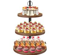 Sonhomay Soporte para cupcakes de 3 niveles, bandeja cuadrada de madera para cupcakes, torre de postres, torre de árbol para boda, fiesta, hogar, cumpleaños, baby shower, decoración de bar de té