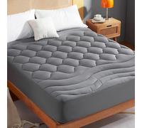 Sonive Cubrecolchón tamaño King, 150 x 200 cm, Bolsillo Extra Profundo de 30 cm, Protector de colchón Ajustable Gris