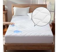 SONIVE Funda fina de colchón 180 x 200 cm, impermeable, protector para colchones de hasta 38 cm de altura, certificado Öko-Tex, protección para cama con somier y topper, color blanco
