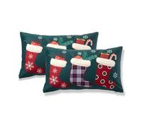 Sonive Juego de 2 Fundas de Cojín de Navidad 30x50cm, Fiesta de Navidad