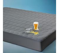 Sonive Protector de colchón 90 x 200 cm, impermeable, 90 x 200 cm, con nanotex, protector de colchón refrigerante, bolsillos profundos, 38 cm, gris oscuro