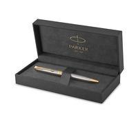 Parker Sonnet bolígrafo | acero inoxidable con adorno dorado | punta media | Material escolar | en estuche de regalo