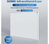 SONNI: Calentador infrarrojo de 1205x905 mm. Calentador eléctrico infrarrojo. Panel infrarrojo de 1100W. Blanco. Calefacción de pared. Termostato para radiador. Hogar inteligente. Ahorro de energía