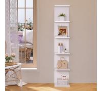 SONNI Estantería de pared, estantería de pie de 6 niveles, pared y variante de pie, industrial para libros, medios y decoración, montaje flexible en salón, cocina u oficina en casa, color blanco, 30 x