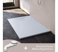 SONNI SMC: Plato de ducha rectangular de 80x140 cm, antideslizante, superfino, de color blanco, incluye sifón de desagüe