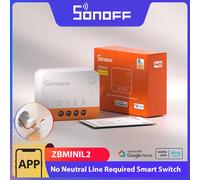 SONOFF ZBMINIL2 Interruptor Inteligente Zigbee, Sin Neutro, Mini Módulo Relé para Luz, Control de 2 Vías, Compatible con Alexa y Google Home, Requiere Hub Zigbee