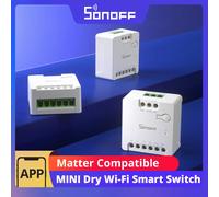 SONOFF MINI-D contacto seco WiFi interruptor inteligente ESP32 Chip Matter Compatible entrada AC/DC 1-10 Uds conjunto escena inteligente a través de eWeLink Alexa