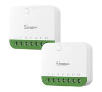 SONOFF MINI DUO, Matter a través de WiFi, interruptor inteligente WiFi de 2 canales, 16A, control remoto y automático, requiere cable neutro, compatible con Alexa/Google Assistant, juego de 2 piezas.