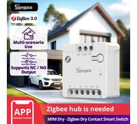 SONOFF MINI-ZBD MINI Interruptor Inteligente de Contacto Seco Zigbee con Salida NO/NC, Compatible con Alimentación Flexible AC y DC, Funciona con Zigbee Hub