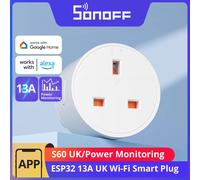 SONOFF S60 13A UK Wi-Fi enchufe inteligente iPlug 1-5 uds temporizador de monitoreo de energía escena inteligente Control remoto eWeLink Alexa Google IFTTT