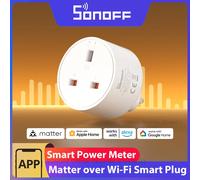 SONOFF S60TPG-M S60 Tipo G Matter Over WiFi, Enchufe Inteligente con Medidor de Energía, Monitor de Energía en Tiempo Real, Protección Contra Sobrecargas, Temporizador, Programación