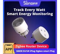 SONOFF S60ZB UE/Reino Unido iPlug Zigbee enchufe inteligente dispositivo enrutador ZIgbee protección contra sobrecarga monitoreo de energía Control del temporizador a través de Alexa