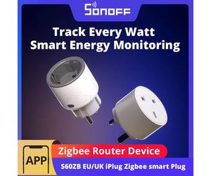 SONOFF S60ZB UE/Reino Unido iPlug Zigbee enchufe inteligente dispositivo enrutador ZIgbee protección contra sobrecarga monitoreo de energía Control del temporizador a través de Alexa