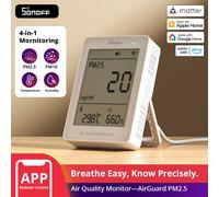 SONOFF Monitor inteligente de calidad del aire, PM2.5, detector PM10, temperatura/humedad, pantalla en tiempo real y alarma