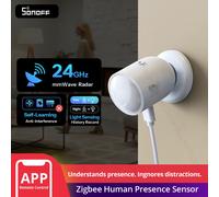 SONOFF SNZB-06P24 Sense Guard Presence Core, Sensor de Presencia Humana Zigbee 24G, Radar de Onda Milimétrica de 24GHz, Compatible con Matter y Apple Home