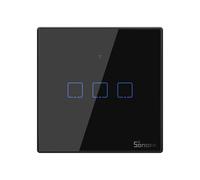 Sonoff T3EU3C-TX Preto Interruptor de Parede Táctil Triplo Smart WiFi+RF em Vidro de Encastrar
