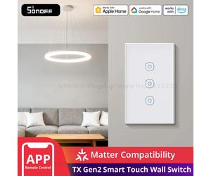 SONOFF T6 120 Matter TX Gen2 US interruptor de pared táctil inteligente relé de separación localizador de interruptor nocturno ajustable Compatible con ecosistema Apple