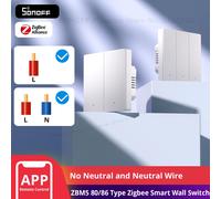 SONOFF ZBM5 80/86 tipo Zigbee interruptor de pared inteligente compatible con sin cable neutro y neutro modo de relé de separación funciona con el asistente doméstico ZBM5-3C-86W