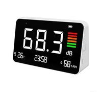 Sonómetro Digital 4 en 1 con Medidor de Temperatura y Humedad - para rango 30-130dB Precisión ±1.5dB para Fábrica y Oficina