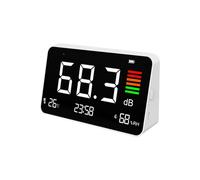 Sonómetro digital de 30-130 dB con pantalla LED. Dispositivo de medición de ruido, temperatura, humedad y tiempo para escritorio.