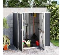SooIarix Cobertizo de acero galvanizado antracita 161 x 89 x 161 cm con protección contra la intemperie y gran espacio de almacenamiento para herramientas, cortacésped, bicicleta y terraza, ahorro de