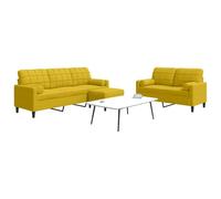 SooIarix Juego de sofá de 3 piezas, terciopelo amarillo, con cojines y rodillos, estructura de metal resistente, juego de sofá de 2 plazas y 3 plazas, cómodo salón para salón
